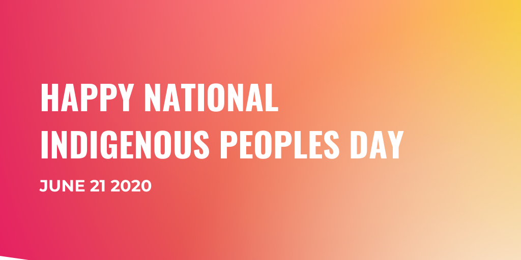Text graphic that reads: Happy National Indigenous Peoples Day, June 21, 2020