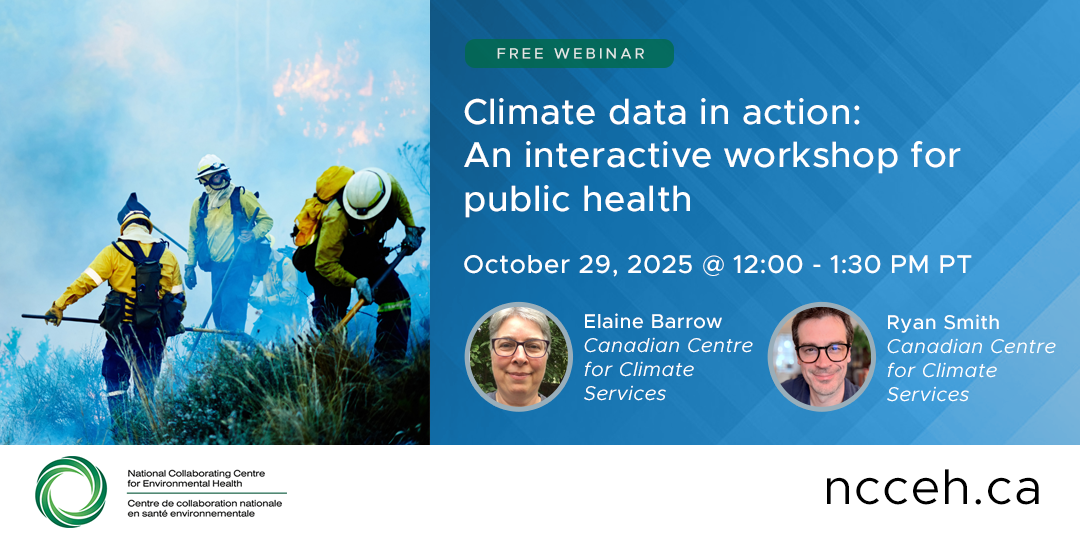 Event flyer listing title, date, time, and presenters. Image depicts crews fighting a brush fire. 