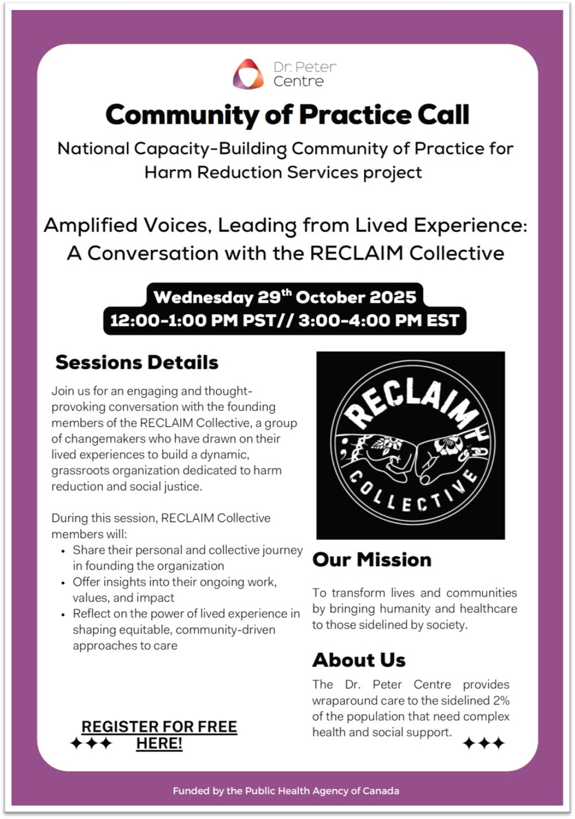 Event poster listing date, time, and webinar description