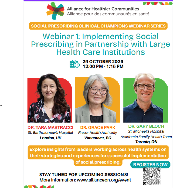 Event poster with details and speakers' headshots.