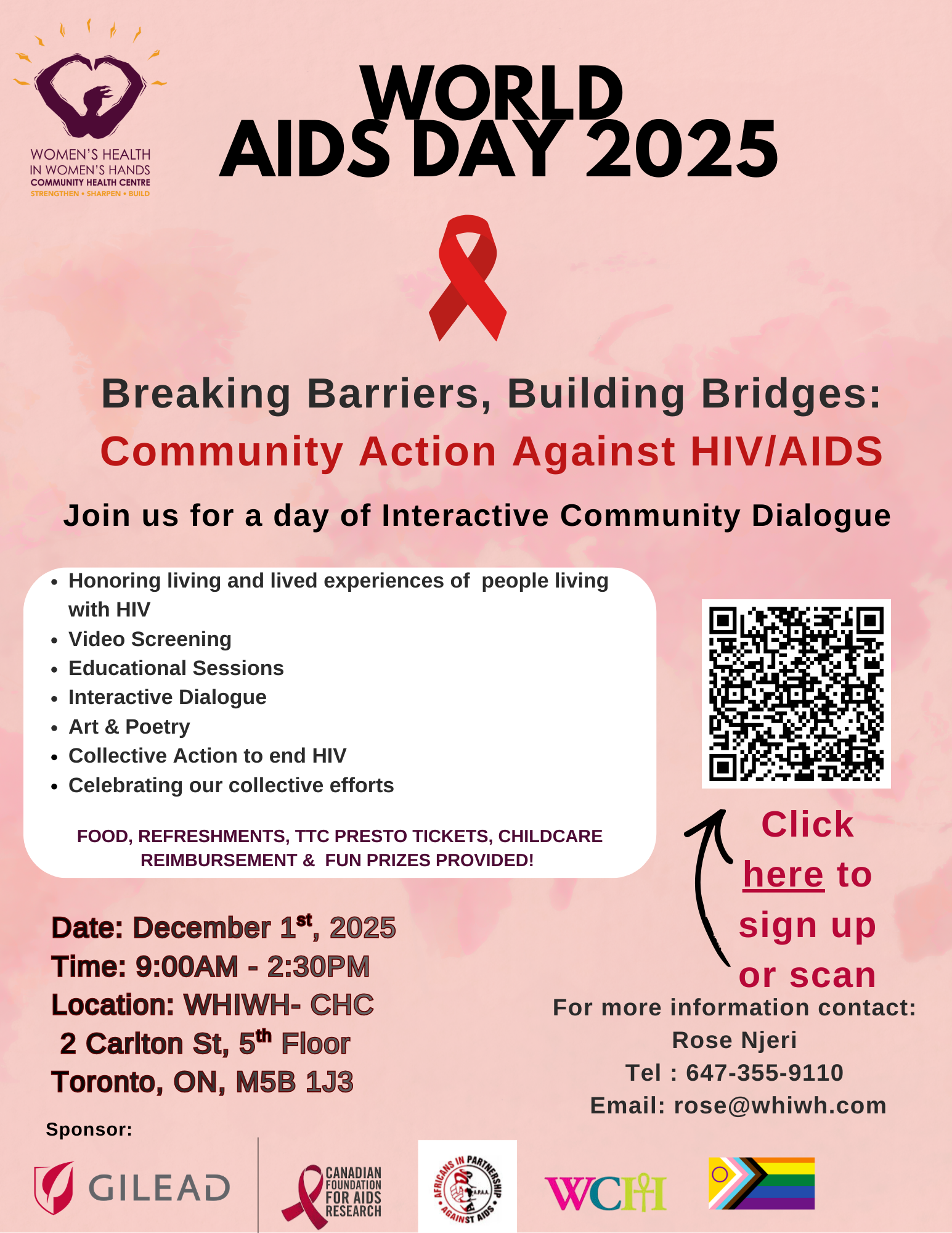 Event flyer with list of activities, date, time, location, and QR code for registration. Click to enlarge.