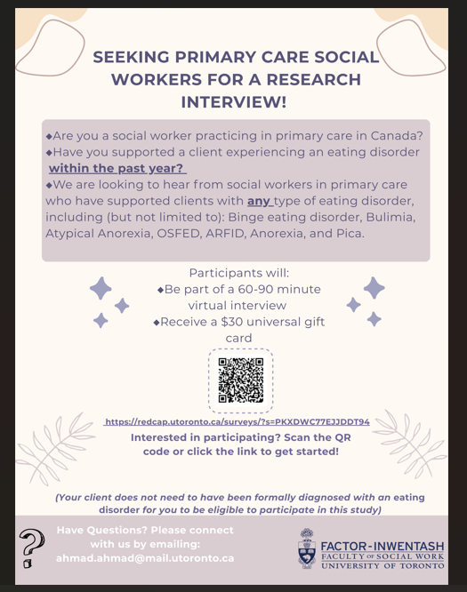 Flyer with QR code and study details repeated in body text of post