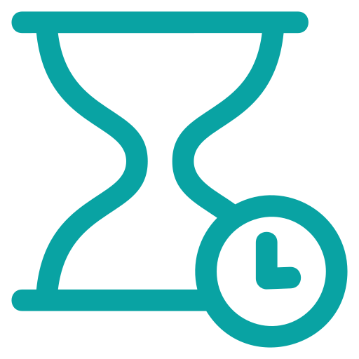 Icon: An hourglass with a smaller icon of a clock superimposed
