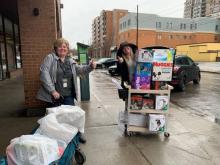 Centretown CHC: Jennifer and Vanessa loading up supplies to bring to families living in a shelter
