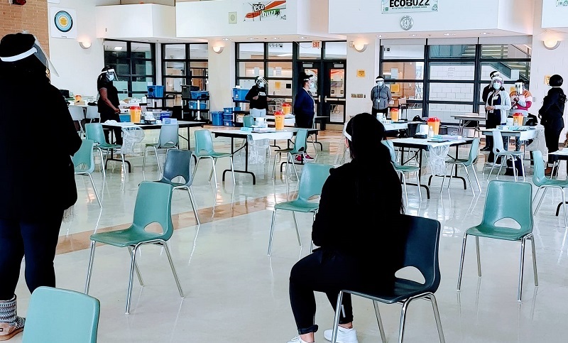 Photo of community vaccine clinic in Mississauga run by LAMP CHC