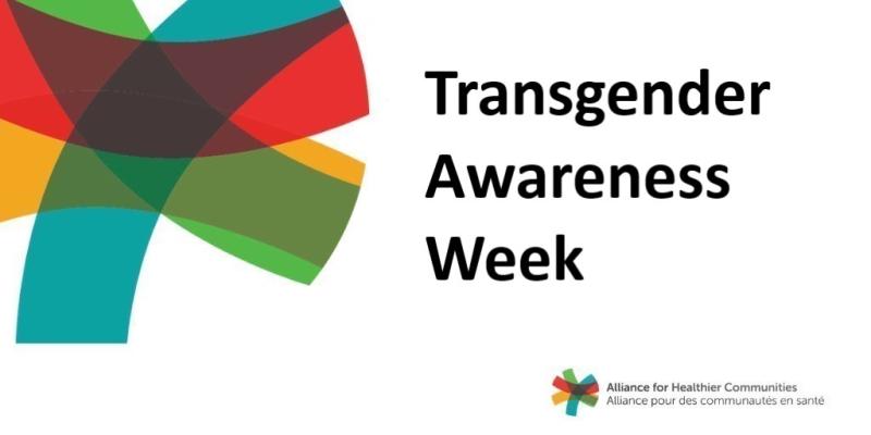 Transgender Awareness Week text with Alliance logo.
