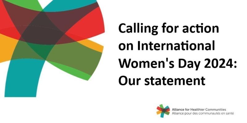 Alliance logo accompanied by the words "Calling for action on International Women's day 2024: Our statement."